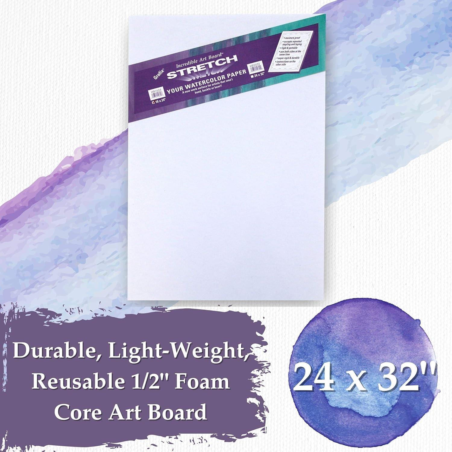 imageGrafix IAB2432 Durable LightWeight WaterResistant Reusable  Foam Core Art Board for Stretching Watercolor Paper 24quotx32quot WhiteWhite