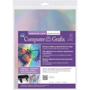 imageComputer Grafix Adhesive Backed Inkjet Film  SelfStick Printable Film for Creating Custom Journals Stickers Photos Jewelry and More Ink Jet Printers Only 85 x 11 Rainbow Pack of 6