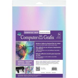 imageComputer Grafix Adhesive Backed Inkjet Film  SelfStick Printable Film for Creating Custom Journals Stickers Photos Jewelry and More Ink Jet Printers Only 85 x 11 Rainbow Pack of 50