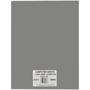 imageComputer Grafix Laser Film  85 x 11 Clear Pack of 50 Printable Film for Creating Custom Overlays Journals Window Effects Stickers Photos Jewelry and More Laser Printers Only