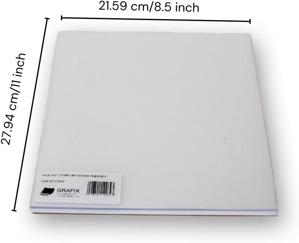 imageGrafix Shrink Film  85quotx11quot Sheets Design Your Art and Shrink It to Create Jewelry Embellishments Paper Crafts Gift Tags Ornaments and MoreClearMatteWhite