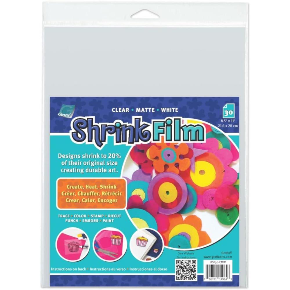 imageGrafix Shrink Film  85quotx11quot Sheets Design Your Art and Shrink It to Create Jewelry Embellishments Paper Crafts Gift Tags Ornaments and MoreClearMatteWhite
